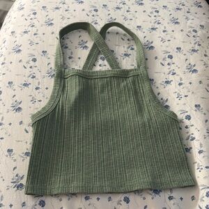 Green Ribbed Women's Top